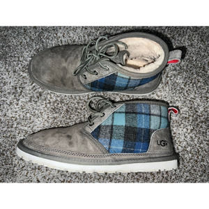 UGG Neumel Gray Plaid suede boots